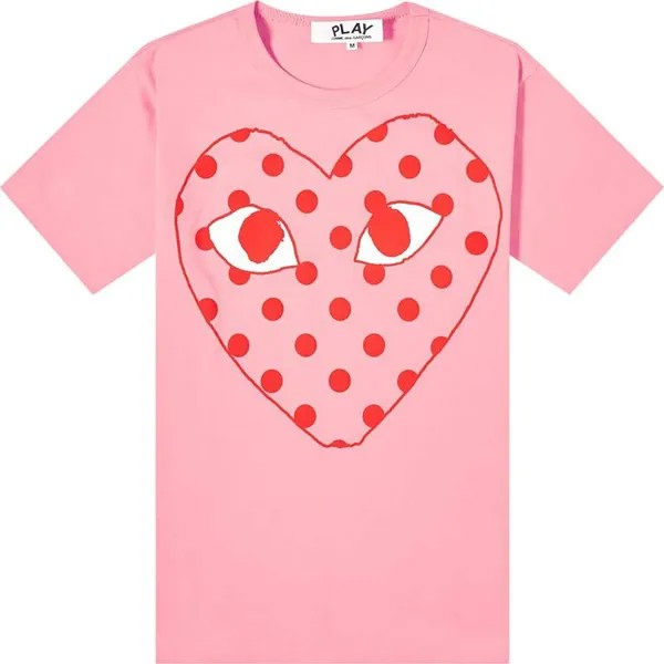 Футболка Comme des Garçons Short-Sleeve T-Shirt With Large Dotted Heart 'Pink', розовый