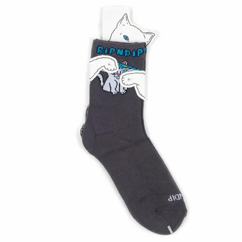 Носки RIPNDIP Носки с котом Лордом Нермалом Ripndip Socks, размер Универсальный, голубой, серый, белый