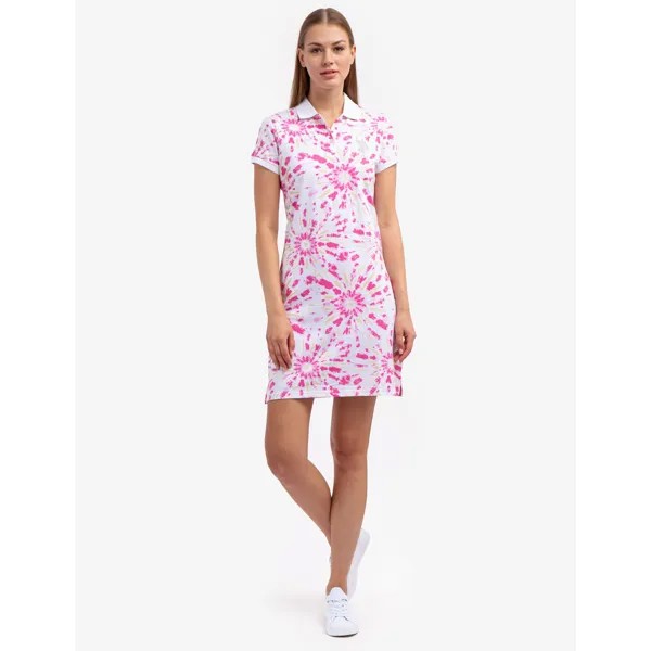 Платье-поло U.S. Polo Assn. Tie Dye, розовый