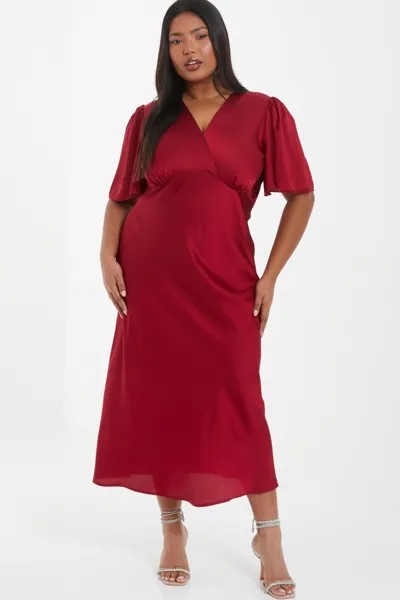 Красное атласное платье миди Quiz Curve