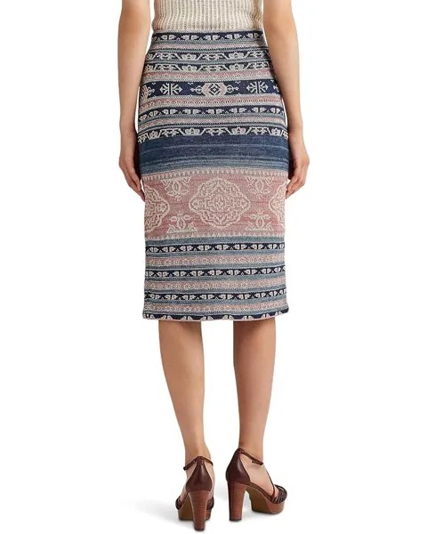 Юбка LAUREN Ralph Lauren Geo Motif Linen-Cotton Pencil Skirt, мульти