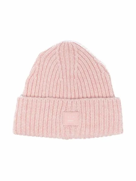 Acne Studios Kids шерстяная шапка бини с нашивкой-логотипом