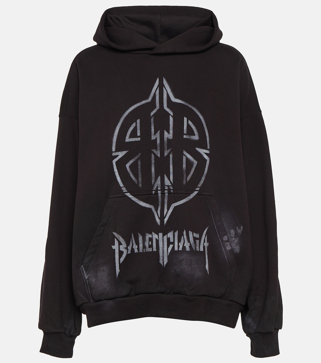 Худи из хлопкового флиса Metal BB Balenciaga, черный
