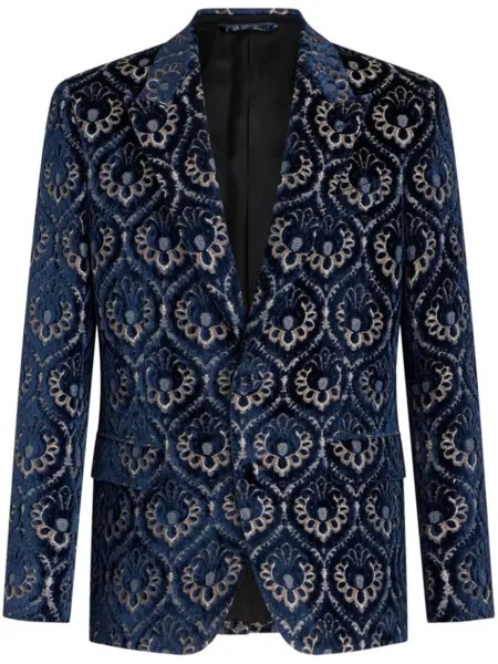 ETRO однобортный бархатный пиджак, синий