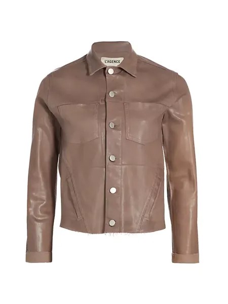 Джинсовая куртка с покрытием Janelle L'Agence, цвет deep taupe coated