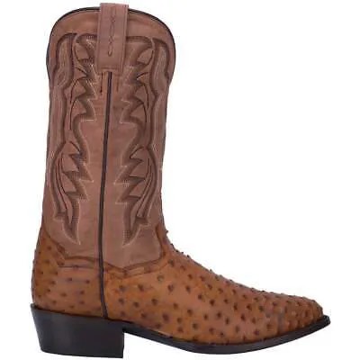 Сапоги Dan Post Tempe Страусиные ковбойские мужские коричневые повседневные ботинки с круглым носком DP2323