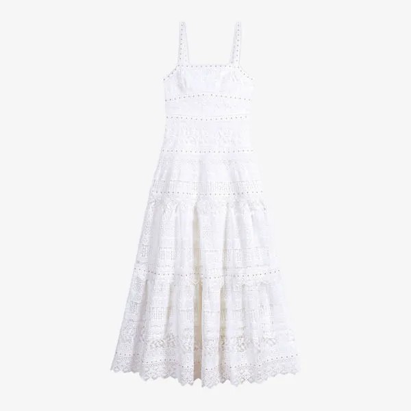 Ажурное гипюровое платье макси крючком Maje, цвет blanc