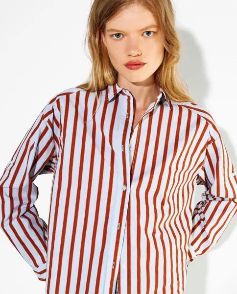 Женская рубашка макси с длинным рукавом в полоску и принтом Parfois, мультиколор