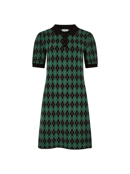 Вязанное платье Apricot Argyle, зеленый/черный