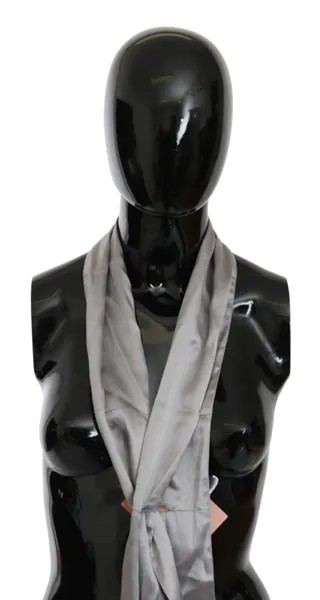 ERMANNO SCERVINO Шарф Металлик Серебристый Шелковый платок с запахом на шее 15см x 220см $150