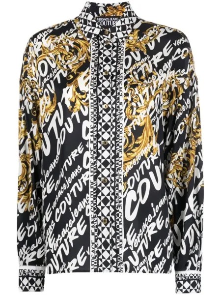 Versace Jeans Couture рубашка с длинными рукавами и логотипом, черный