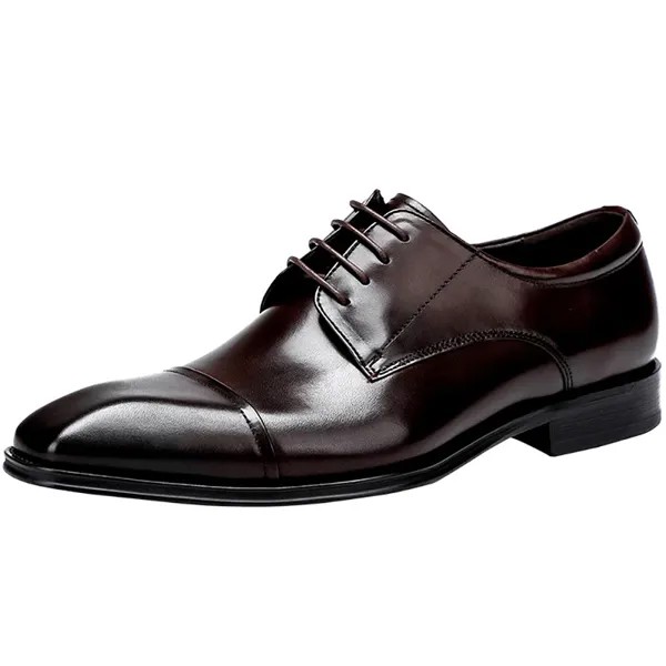 Классические мужские туфли оксфорды для жениха, лучшие однотонные оригинальные повседневные деловые дизайнерские туфли из натуральной ко...