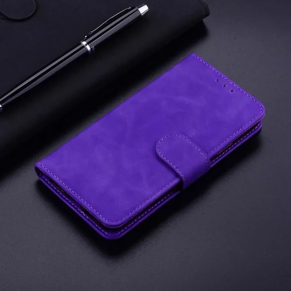 Сплошная кожа кожа телефон кошелек чехол книга подставка для Infinix Tecno Nokia Sony LG женщины мужчины фиолетовый слот для карт магнитный ударопрочный флип-чехол сумка