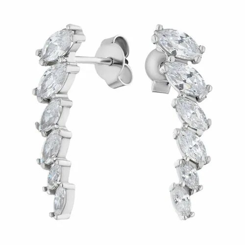 Серьги каффы Ювелир Карат, серебро, 925 проба, фианит, , серебристый