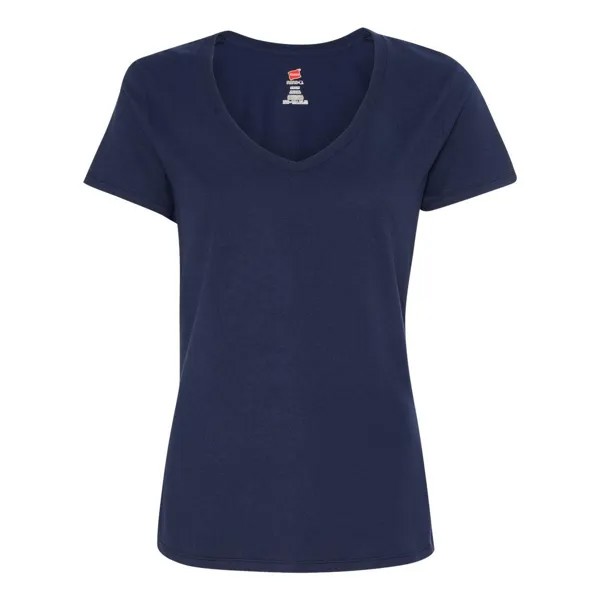 Женская футболка с v-образным вырезом Hanes Perfect-T, темно-синий