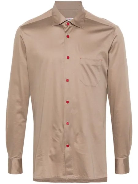 Kiton рубашка из джерси с логотипом, коричневый