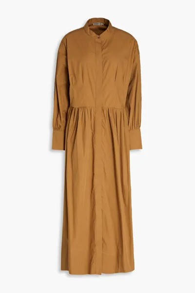 Платье-рубашка миди Peppa из хлопкового поплина со сборками Three Graces London, светло-коричневый