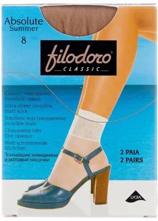 Капроновые носки Filodoro Classic Absolute Summer 8 Den, 2 пары, размер one size, playa