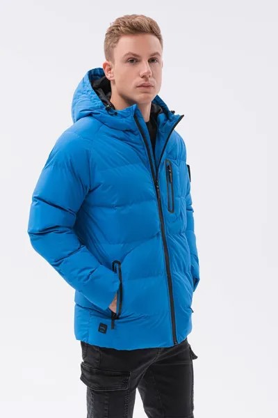 Стеганая зимняя куртка с капюшоном Ombre, синий