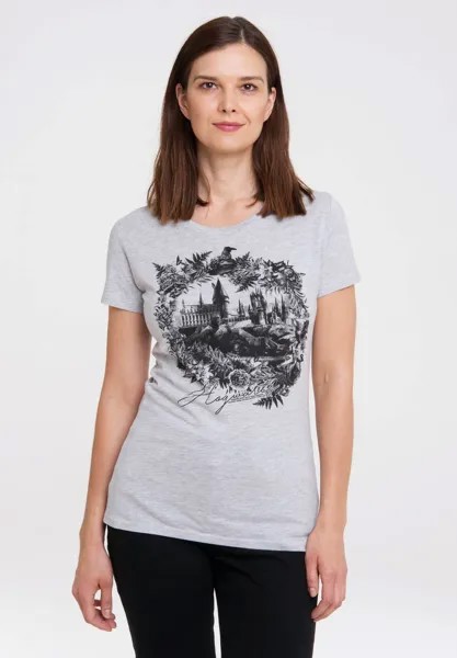 Футболка с принтом Harry Potter Hogwarts Schloss LOGOSHIRT, цвет grau-meliert