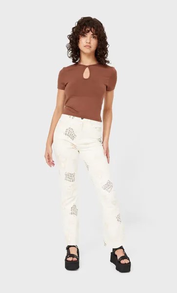 Stradivarius Рубашка Из Эластичной Ткани С Декоративным Вырезом Multicolor S