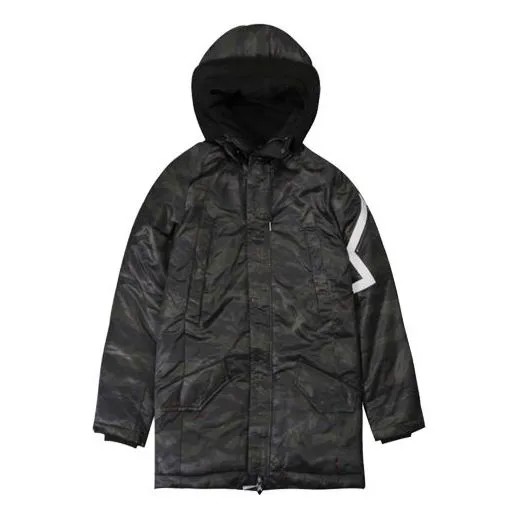 Пуховик Air Jordan Sports Stay Warm hooded Thicken mid-length Down Jacket Black, черный
