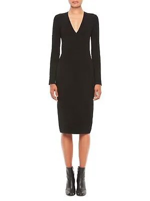 Женское черное коктейльное облегающее платье Emporio Armani с V-образным вырезом ниже колена 40