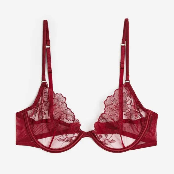 Бюстгальтер H&M Non-padded Underwire Mesh, темно-красный