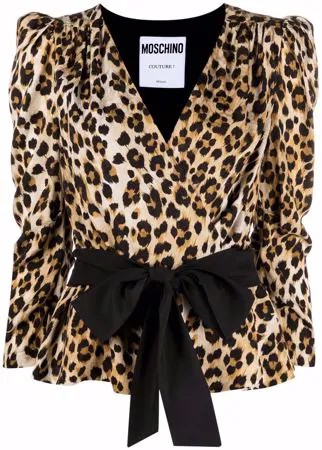 Moschino блузка с запахом и леопардовым принтом