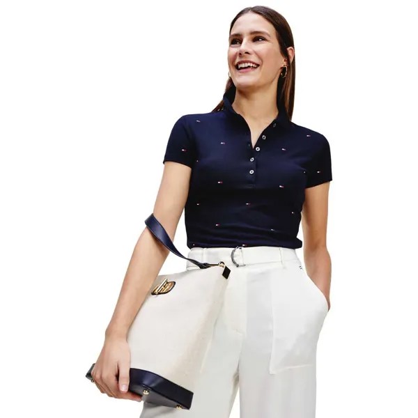 Поло с коротким рукавом Tommy Hilfiger Felicia Slim Embroidery, синий