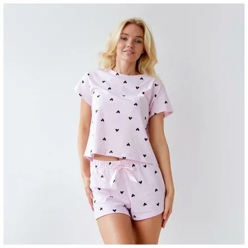 Пижама Promarket, шорты, футболка, застежка отсутствует, короткий рукав, размер 42, розовый