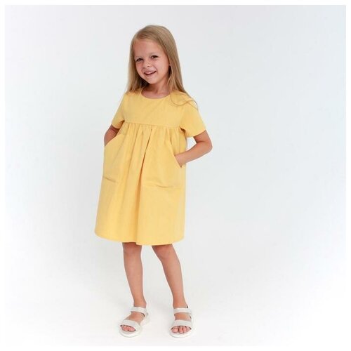 Платье Kaftan, хлопок, однотонное, размер 110-116, желтый
