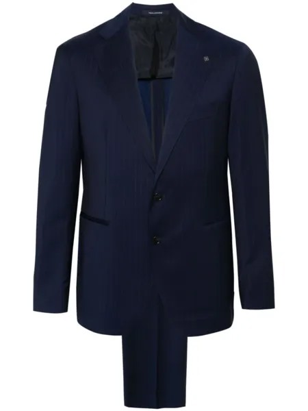 Tagliatore шерстяной костюм в тонкую полоску с однобортным пиджаком, синий