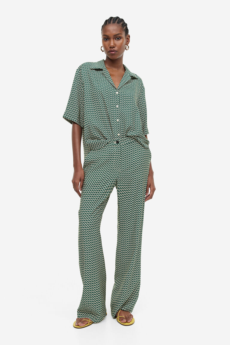 Расклешенные брюки H&M, зеленый