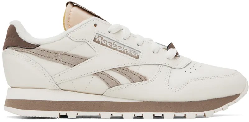 Бело-серо-коричневые классические кожаные кроссовки 1983 Reebok Classics
