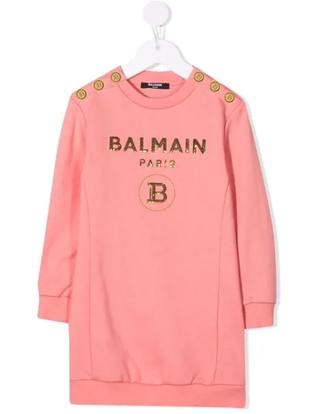 Balmain Kids платье-джемпер с пайетками