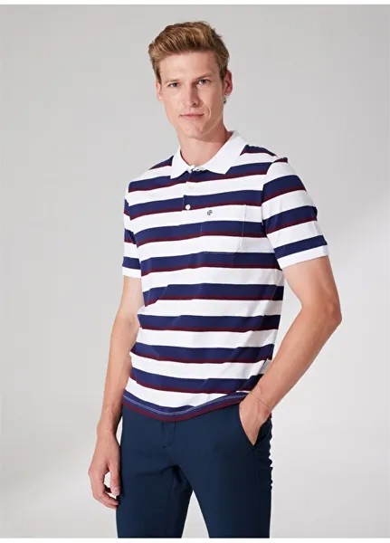 Бело-темно-синяя мужская футболка Beymen Business Privé