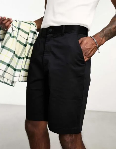 Черные атласные узкие шорты Calvin Klein