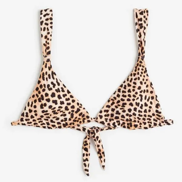 Лиф H&M Padded Triangle Bikini, бежевый/леопардовый принт