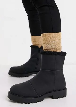 Черные ботинки без застежки с подкладкой из искусственного меха «борг» ASOS DESIGN Arlo-Черный цвет