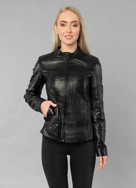 Кожаная куртка женская Каляев 54002 черная 50 RU