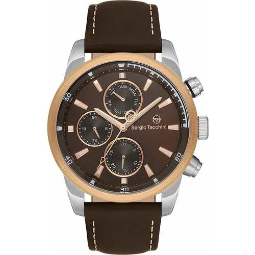 Наручные часы SERGIO TACCHINI, коричневый, серебряный