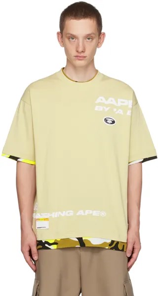 Футболка цвета хаки с аппликацией AAPE by A Bathing Ape