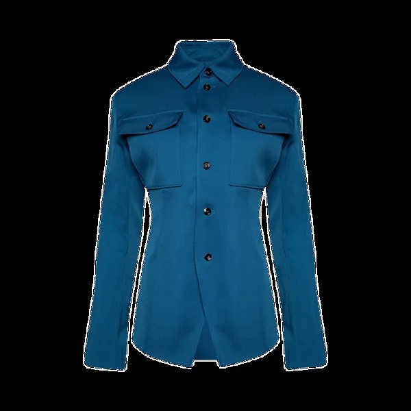 Куртка Bottega Veneta Wool Gabardine Shirt 'Pacific Blue', синий