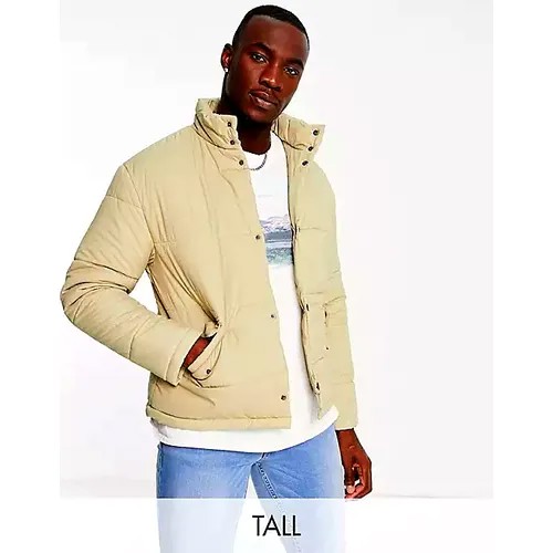 Куртка мужская Another Influence Tall puffer jacket in Ecru, кремовая, размер XL (52)