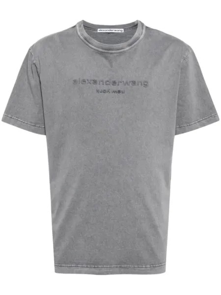 Футболка с тисненым логотипом Alexander Wang, серый