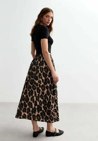 Юбка макси LEOPARD New Look, коричневый