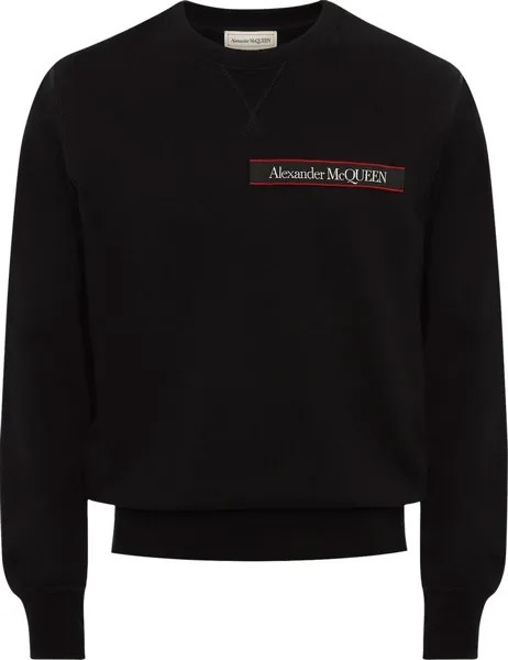 Толстовка Alexander McQueen Selvedge Logo Tape Detail Sweatshirt 'Black/Mix', черный