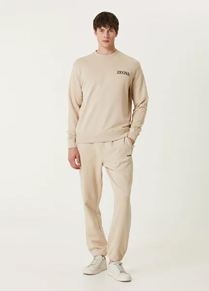 Легкие спортивные брюки-джоггеры с логотипом Zegna, бежевый