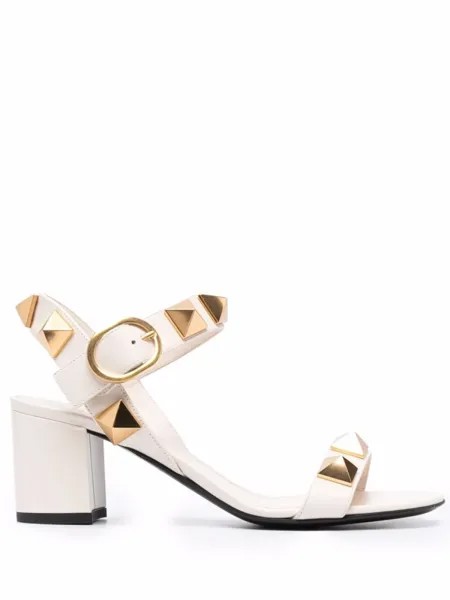 Valentino Garavani босоножки Roman Stud 60, нейтральный цвет